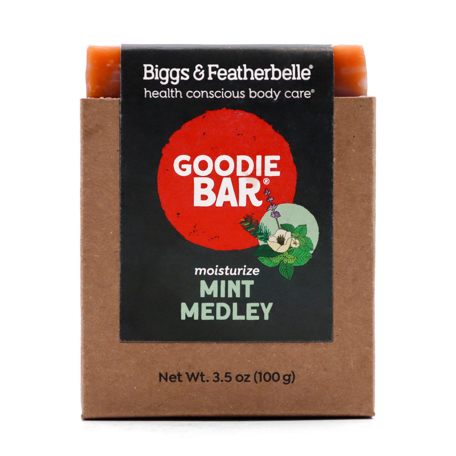 Front of  GOODIE BAR® soap by Biggs & Featherbelle® 